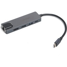 Dark USB 3.1 Type-C to Ethernet / HDMI / USB 3.0 - USB 2.0 / USB-C PD 65W Macbook Pro/Air & Notebook/Ultrabook için Port Çoklayıcı HUB (DK-AC-U31X46)