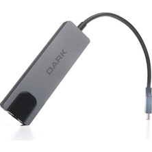 Dark USB 3.1 Type-C to Ethernet / HDMI / USB 3.0 - USB 2.0 / USB-C PD 65W Macbook Pro/Air & Notebook/Ultrabook için Port Çoklayıcı HUB (DK-AC-U31X46)