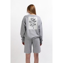Gothamvibes Kadın Reincarnation Oversize Gri Sweatshirt