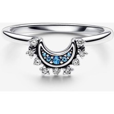 Poseidons Jewellery  Gökyüzü Mavisi Işıltılı Ay Yüzük