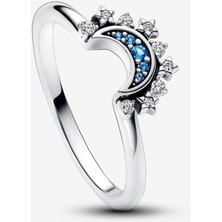 Poseidons Jewellery  Gökyüzü Mavisi Işıltılı Ay Yüzük
