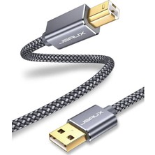 Jsaux Yazıcı Kablosut USB Yazıcı Kablosu 2.0 Type-A To Usb- B Kablo Disk Tarayıcı Kablosu Yüksek Hızlı Hp, Canon, Dell, Epson, Lexmark, Xerox, Samsung ve Daha Fazlası ile Uyumlu Gri Cc0026