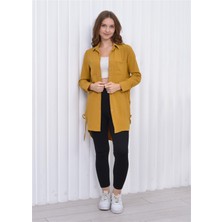 Nuseel Kadın Yandan Ip Detaylı Aerobin Tunik Gömlek Sarı