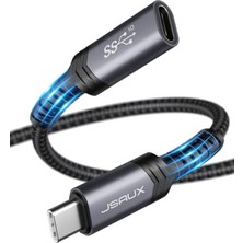 Jsaux 2m Type-C Uzatma Kablosu Usb-C 3.2 Uzatma Kablosu Gen2 10GBPS Pd 𝟭𝟬𝟬𝙒/5A Hızlı Şarj , Data , Ses ve Görüntü Aktarım Kablosu Steam Deck, USB C Hub, Macbook/ipad Pro ile Uyumlu CD0015 Gri