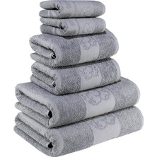 Textile Colors Fil Desenli %100 Pamuk Banyo Havlu Seti 6 Adet, -Elegance- Coolgri7