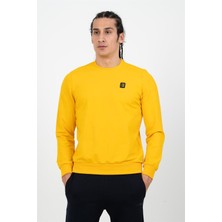 Maraton Regular Erkek Bisiklet Yaka  Sarı Sweatshirt