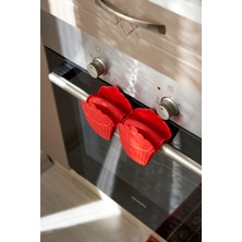 FH Fine Home FH finehome Kırmızı Silikon Fırın Tutacağı 2'li Set Kullanışlı ve Dayanıklı Tasarım