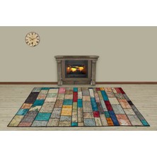 Sempati Halı Zarif El Dokuma Eskitme patchwork Halı 160 x 230 cm 5062