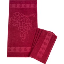 Textile Colors Üzüm Desenli 4'lü Havlu Seti 50 x 100 cm Bordo 100 % Pamuk