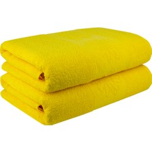 Textile Colors Papatya Desenli 2'li Havlu Seti 70 x 140 cm Sarı 100 % Pamuk