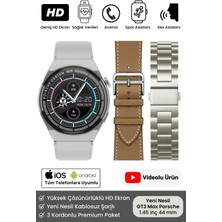 Noriyen Full Hd 3 Kordonlu Porsche Gt3 Max Premium Spor Sağlık Sensörlü Watch Ios Android Uyumlu Akıllı Saat Nabız Tansiyon Ölçer Smart Gri Akıllı Saat