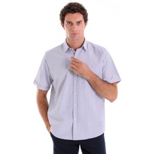 Hatemoğlu Mor K. Regular Fit Kareli Pamuklu Slim Yaka Kısa Kol Klasik Gömlek