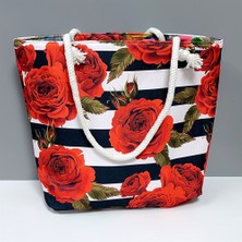 Feryal Gül Desenli Plaj Çantası