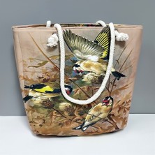 Feryal Kuş Desenli Plaj Çantası