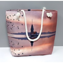 Feryal Galata Kulesi Desenli Plaj Çantası