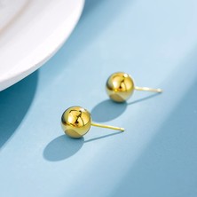 Madam Matmazel 925 Ayar Gerçek Gümüş Altın Kaplama 5mm Top Küpe