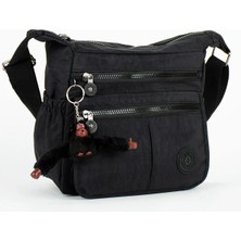 Lifonbag Siyah Kadın 6 Bölmeli Krinkıl Su Geçirmez Omuz Çantası