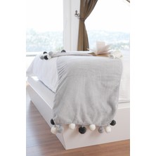 Wellsoftline Softline Wellsoft Ponponlu Atkı /Şal/Etol /Yatak Runner