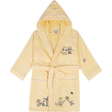 Ecocotton Carnaval Unisex Çocuk Bornoz %100 Organik Pamuk Nakışlı Sarı