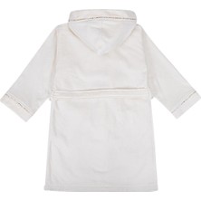 Ecocotton Nina Kız Çocuk Bornoz %100 Organik Pamuk Nakışlı Krem-Sarı