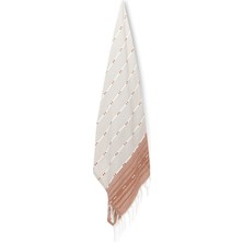 Ecocotton Milena Peştemal %100 Pamuk Jakarlı Kilim Saçaklı Bej 90 x 180 cm
