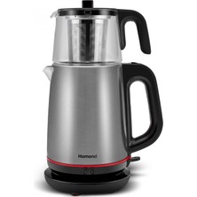 Homend Royaltea 1750H Cam Demlikli Inox Siyah Çay Makinesi