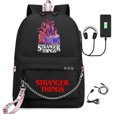 Pengxi Stranger Things 4 Okul Sırt Çantası Baskılı USB Sırt Çantası (Yurt Dışından)