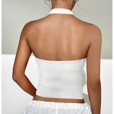 Quella Atelier Boyundan Geçirmeli Crop Bluz