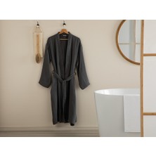 English Home Barbara Müslin %100 Pamuklu Bornoz Antrasit