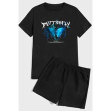 Only Trendwear Blue Butterfly Baskı Şort Takım