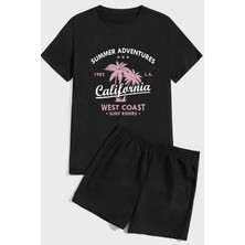 Only Trendwear California Baskılı Baskı Şort Takım