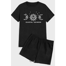 Only Trendwear Sun Moon Baskı Şort Takım