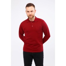 Çamdalı Iş Elbiseleri - Polo Yaka Bordo 20/10 Iki Iplik Kışlık Iş Sweatshirt XXXL