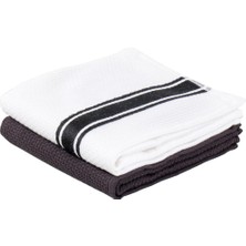 Ecocotton Elvin 2'li Kurulama Havlusu Organik Pamuklu Özel Dokuma Siyah-Krem 40X60 cm