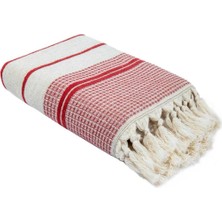 Ecocotton Arden El Yüz Havlusu Organik Pamuk Karışımlı Kenevir Havlu Kırmızı-Bej 50X80 cm