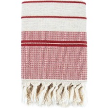 Ecocotton Arden El Yüz Havlusu Organik Pamuk Karışımlı Kenevir Havlu Kırmızı-Bej 50X80 cm