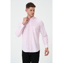 Erkek Pembe Oxford Regular Fit Düz Uzun Kol Gömlek