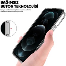 Bagies iPhone 13 Pro Max Kılıf Magsafe Şarj Özellikli Kamera Korumalı ve Düğmeli Arkası Sararmaz Sert Şeffaf