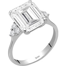 Sirius Pırlanta Pırlanta ve Emerald Kesim Beyaz Topaz Modern Yüzük 0423R0179