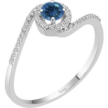 Sirius Pırlanta Pırlanta ve London Blue Topaz Taşlı Romana Yüzük 0423R0180
