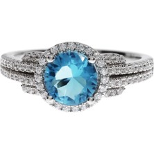 Celikchi Kadın Mavi Renk Taş Detay Gümüş Yüzük