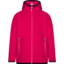 Çocuk Polar Ceket Kapşonlu Tam Fermuarlı Sweatshirt Koyu Pembe