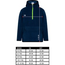 Çocuk Polar Yarım Fermuarlı Kapşonlu Kanguru Cep Sweatshirt Indigo  Unisex