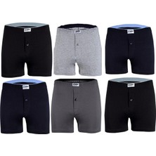 Yıldız 6'lı Paket Erkek Havlubel Düğmeli Penye Boxer Çok Renkli Abani Classic