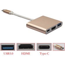 Wozlo USB Type-C To HDMI USB 3.0 Çevirici Dönüştürücü