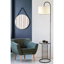 Begüsa Cemre Sehpa Lambader Siyah Mermer Ahşap Krem Şapka