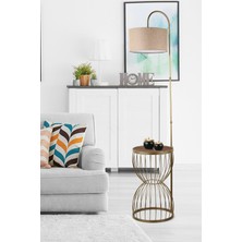 Begüsa Venezia Sehpa Lambader Eskitme Ceviz Ahşap Hasır Şapka