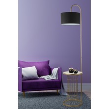 Begüsa Cemre Sehpa Lambader Eskitme Mermer Ahşap Siyah Şapka