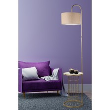 Begüsa Cemre Sehpa Lambader Eskitme Mermer Ahşap Hasır Şapka