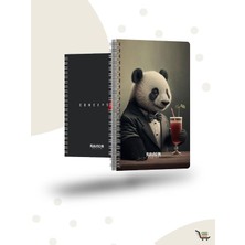 Ravion Panda Motifli Çizgili 96 Yaprak 17X24 cm Ebat